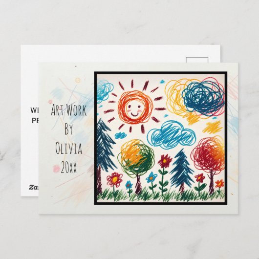 このクリスマスに子供の作品を追加しよう ポストカード (正面/裏面)