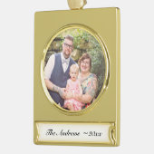 このクリスマスに家族ポートレートを追加 ゴールドプレートバナーオーナメント (左)