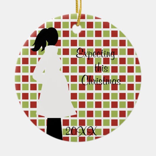 このクリスマスの妊娠のオーナメントの期待 セラミックオーナメント (正面)