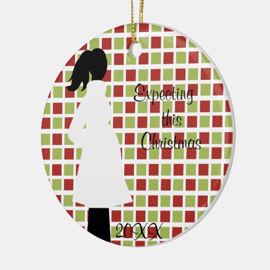 このクリスマスの妊娠のオーナメントの期待 セラミックオーナメント (左)