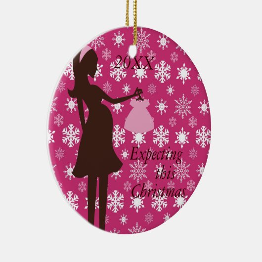 このクリスマスの妊娠のオーナメントの期待 セラミックオーナメント (右)