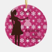 このクリスマスの妊娠のオーナメントの期待 セラミックオーナメント (正面)