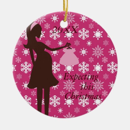 このクリスマスの妊娠のオーナメントの期待 セラミックオーナメント (正面)