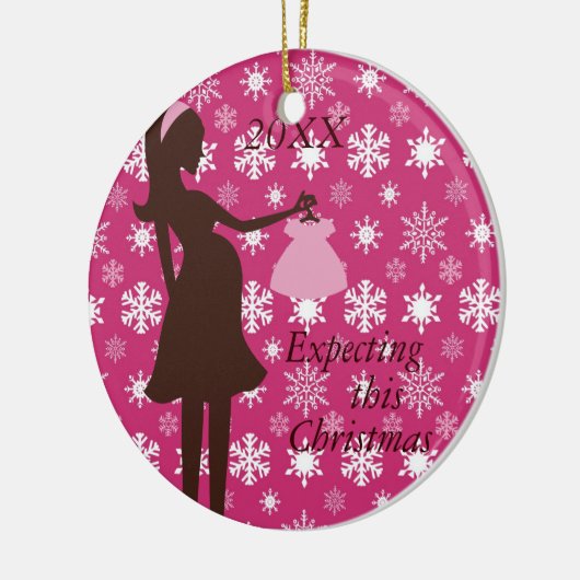 このクリスマスの妊娠のオーナメントの期待 セラミックオーナメント (左)