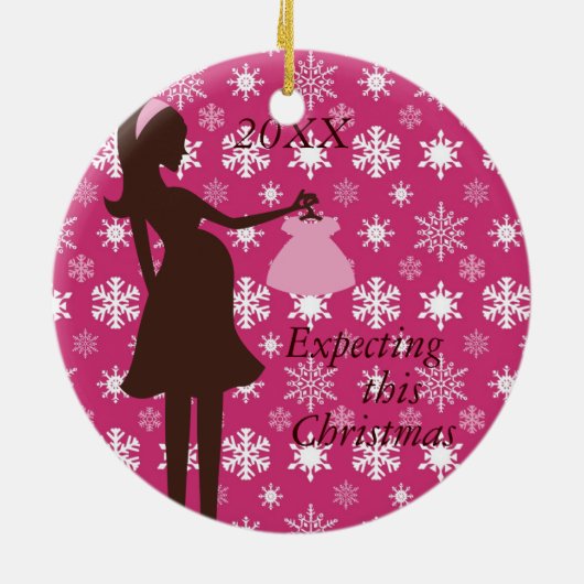 このクリスマスの妊娠のオーナメントの期待 セラミックオーナメント (裏面)