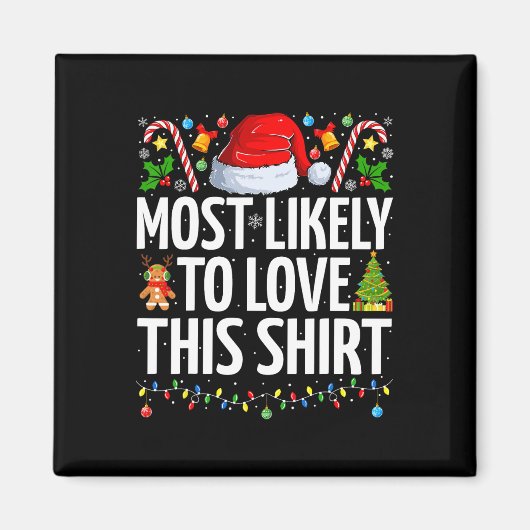 このクリスマスの家族のおもしろいクリスマスを愛する マグネット (正面)