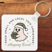 このクリスマスは小さいお買い物と地元のお環境にやさし買い物 キーホルダー (裏面)