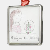 このクリスマスを恋しく思います メタルオーナメント (左)