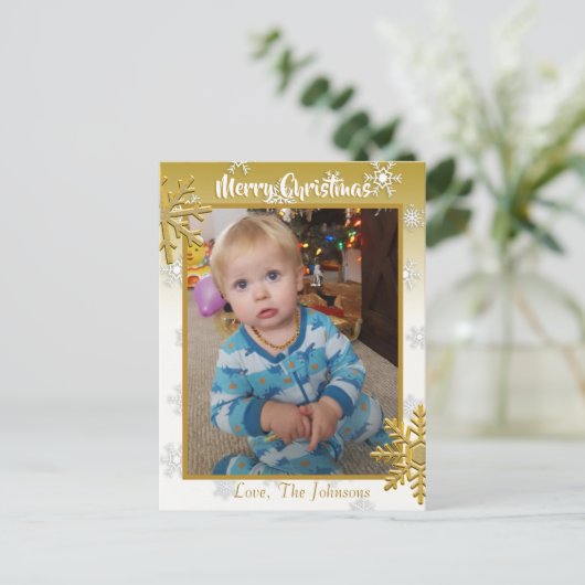 このクリスマスカードに写真を追加する ポストカード (スタンド正面)
