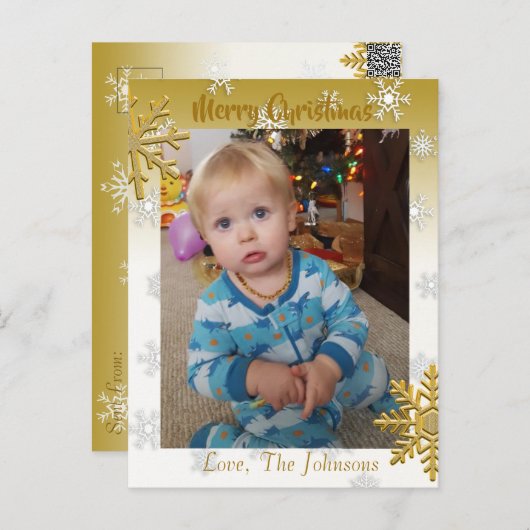 このクリスマスカードに写真を追加する ポストカード (正面/裏面)