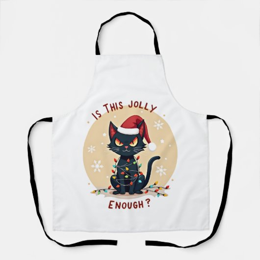 このクリスマスツリーはユーモアあふれる黒猫で十分ですか エプロン (正面)