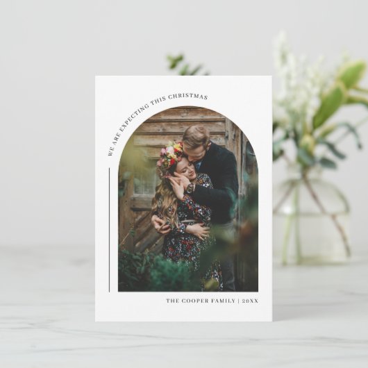 このクリスマスファミリーフォトカードをお待ちしています シーズンカード (スタンド正面)