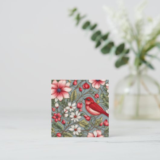 このクリムゾンチャットシルクのタペストリー刺繍布 スクエア名刺 (スタンド正面)