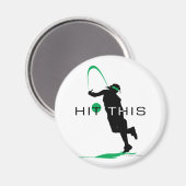 このグリーンピッチャーのソフトボールを打つ マグネット (正面/裏面)