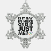 このゲイか私のLgbtプライドか スノーフレークピューターオーナメント (正面)