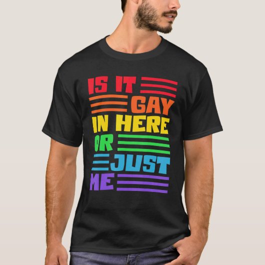 このゲイか私Lgbt国旗のレインボー Tシャツ (正面)