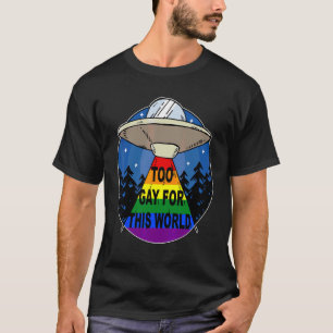 このゲイのためのToo WorldかわいいUfoエイリアンゲイプライドモ Tシャツ