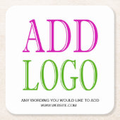 このコースターにあなたのロゴを加えて下さい スクエアペーパーコースター (正面)