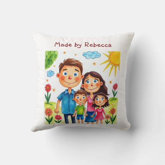 このコーヒーマグに子どものアートワークを追加 クッション (裏面)