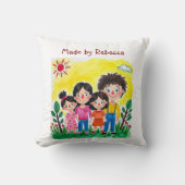 このコーヒーマグに子どものアートワークを追加 クッション (正面)
