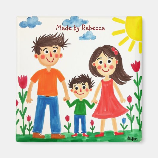 このコーヒーマグに子どものアートワークを追加 マグネット (正面)