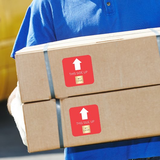 このサイドの赤い矢印の白いビジネスロゴ スクエアシール