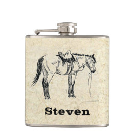 このサドルを置かれた馬のフラスコのあなたの名前 フラスク