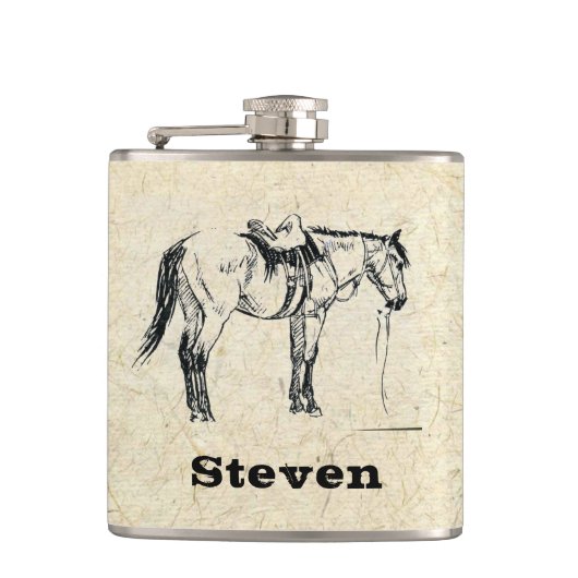 このサドルを置かれた馬のフラスコのあなたの名前 フラスク (正面)