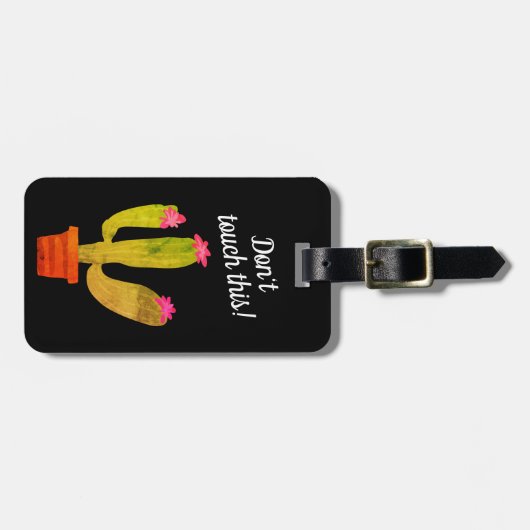 このサボテンの植おもしろい物デザインをtouchしない ラゲッジタグ (正面横)