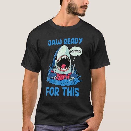 このサメの準備ができている顎 Tシャツ (正面)