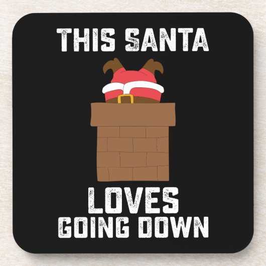 このサンタは降りるのが好きなのね 面白いクリスマス コースター (正面)