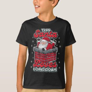このサンタは降りるのが好きなんだ おもしろクリスマス メンズ 父の日ギフト Tシャツ