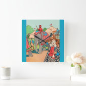 このサー来カスは行き当たりだ スクエア壁時計 (ホーム)