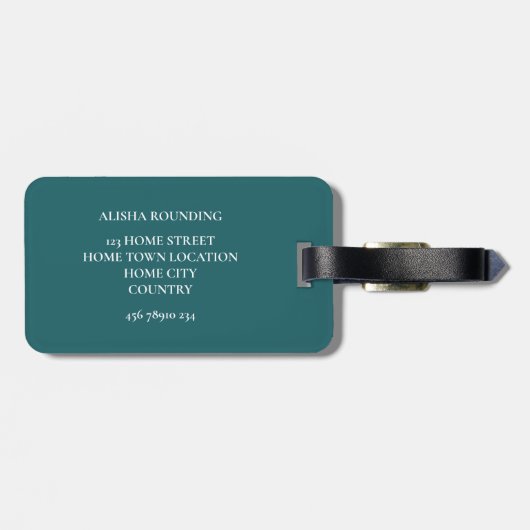 このシックな金ゴールドとエメラルドビクトリアンレースモノグラム ラゲッジタグ (裏面横)