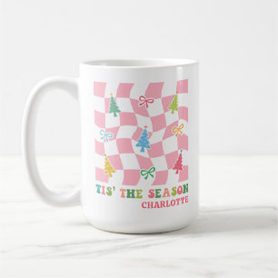このシーズンのGroovyピンクのコケットのクリスマス名 コーヒーマグカップ