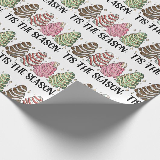 このシーズンクリスマスツリーケーキの休日 ラッピングペーパー (角)