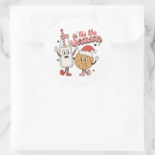 このシーズンミルクcookies word art retro ラウンドシール (バッグ)