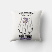 このシートには歳を取り過ぎている」女性ハロウィン幽霊 クッション (裏面)