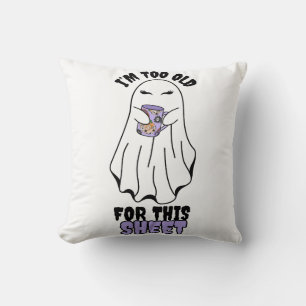 このシートには歳を取り過ぎている」女性ハロウィン幽霊 クッション