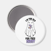 このシートには歳を取り過ぎている」女性ハロウィン幽霊 マグネット (正面/裏面)