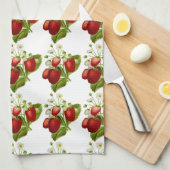 このストロベリーパターンキッチンをパーソナライズ キッチンタオル (四つ折り)