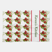 このストロベリーパターンキッチンをパーソナライズ キッチンタオル (横)