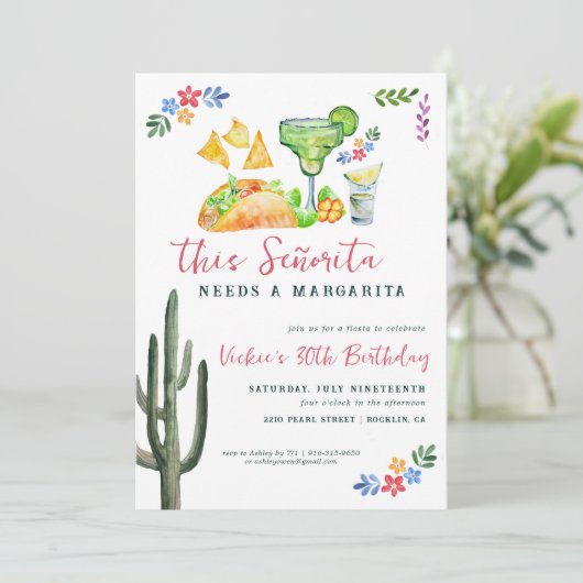 このセニョリータにはマルガリータが必要 |メキシコのフィエスタ 招待状 (スタンド正面)
