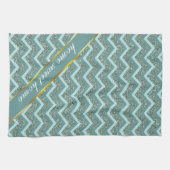 このティール（緑がかった色）グリッターをカスタマイズする キッチンタオル (横)