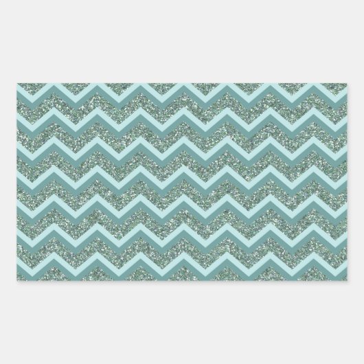 このティール(緑がかった色)グリッターをカスタマイズする 長方形シール (正面)