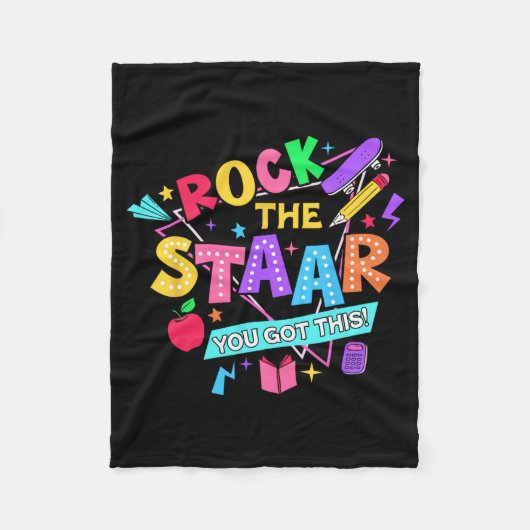 このテスト日のテスト得をロック先生の学生 フリースブランケット (正面)