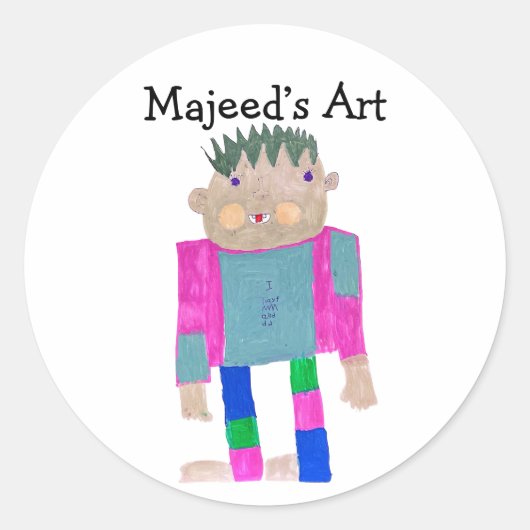 このデザインにあなたの子供の作品を加えて ラウンドシール (正面)
