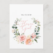 このデザインの花嫁の花として私と一緒にお願いします ピンクのスクリプトの花 インビテーションポストカード (正面)
