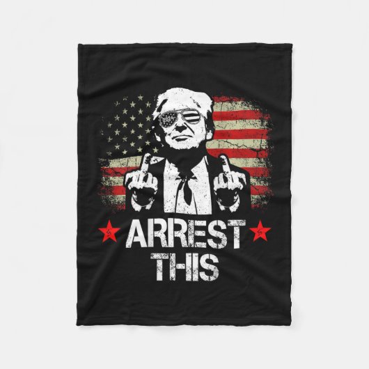 このトランプ中指プロトランプ2024 （背面） フリースブランケット (正面)