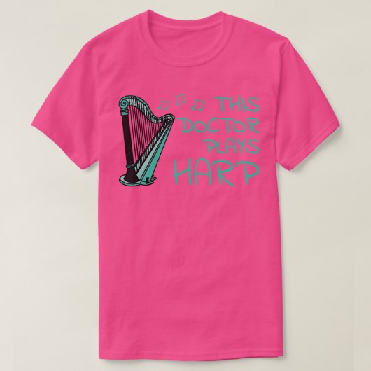 このドクターハープ遊ハーピストの文字列ミュージシャン Tシャツ (デザイン正面)